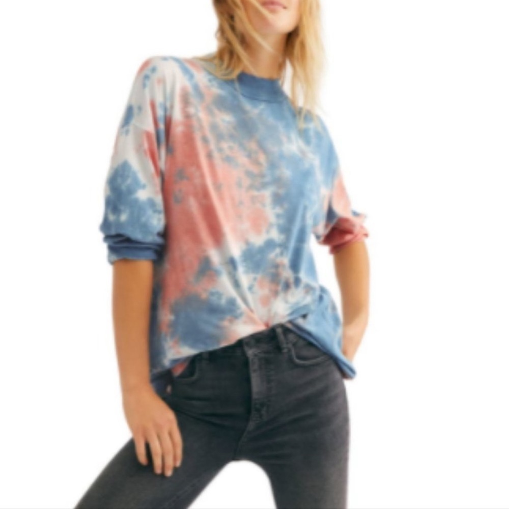 Free people tie dye oversized long sleeve t-shirt